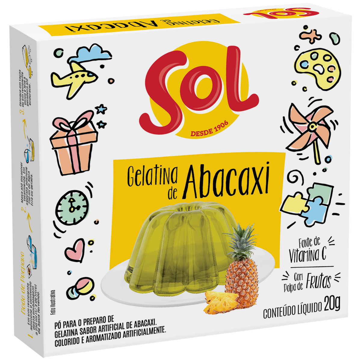 Gelatina Sol Pó Abacaxi Caixa 20g